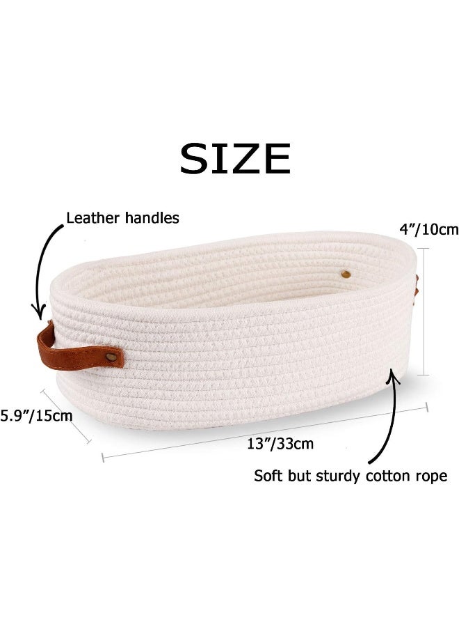 Oradrem Oradrem Woven Storage Basket for Toilet Tank Top, Farmhouse Home Decor Organizing Baskets for Bathroom, Table and Counter 13"x5.9"x4" White  - Image 4