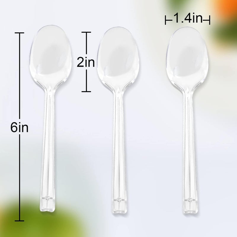 Hokeding 6" Clear Plastic Spoons Individually Wrapped,Disposable Spoons 100 count Individually Packaged Perfect for Outdoors,Party, Picnic, Wedding, Home, Office, Restaurant Use(Clear) - Image 2