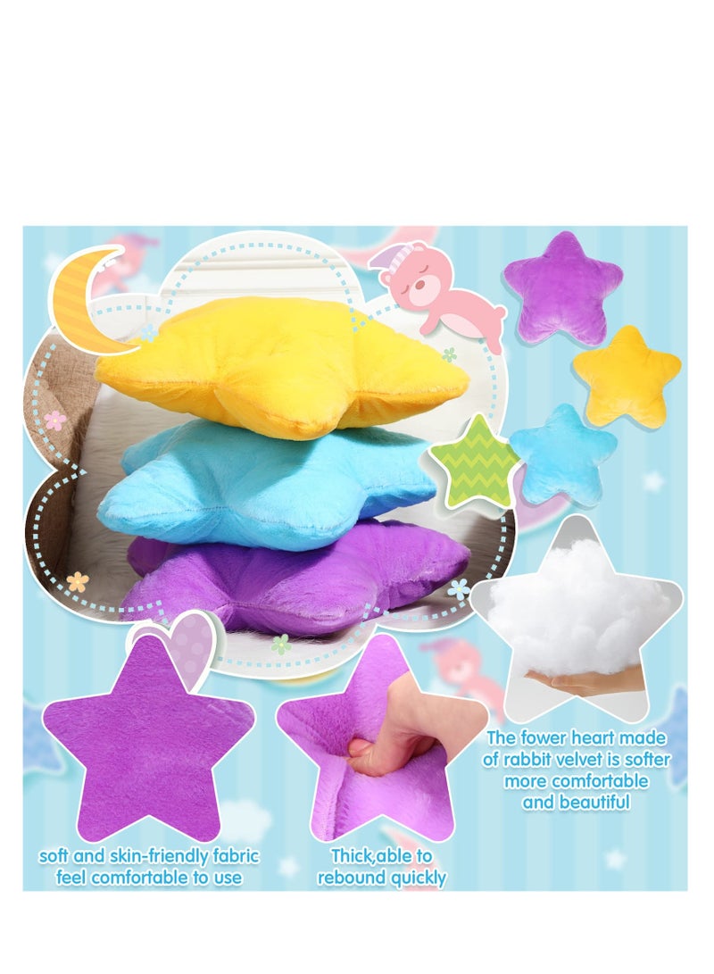 3 Pack Star Fluff Pillow,Throw Pillow   Cushion Pillow,Seating Cushion, Decorative Throw Pillow Star Pillow Aesthetic Fun Star Shaped Pillow for Bedroom Sofa Chairk,15.7in(Blue Violet Yellow)  - Image 3