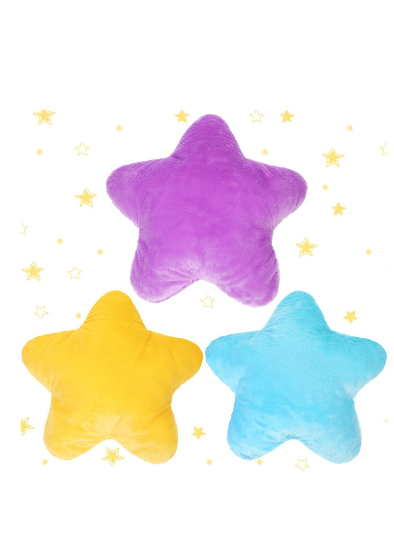 3 Pack Star Fluff Pillow,Throw Pillow   Cushion Pillow,Seating Cushion, Decorative Throw Pillow Star Pillow Aesthetic Fun Star Shaped Pillow for Bedroom Sofa Chairk,15.7in(Blue Violet Yellow)  - Image 1