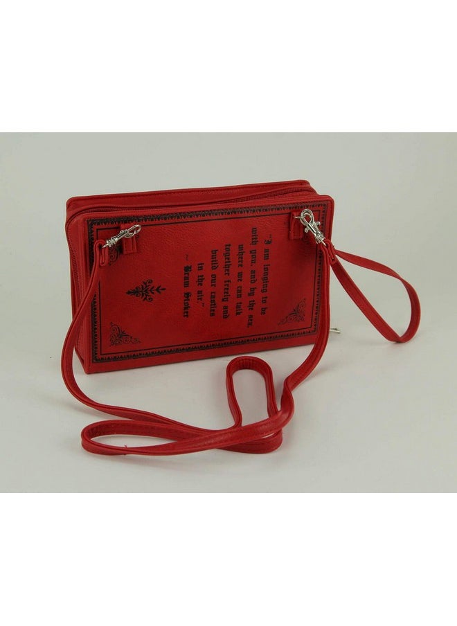Things2Die4 - Book Of Dracula Vinyl Handbag Novelty Clutch Purse Crossbody Bag Red Small - Image 1
