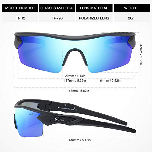 Bevi Polarized Sports Sunglasses TR90 Unbreakable Frame for Men Women Running Cycling Golf Baseball TPH2C2 - Image 2