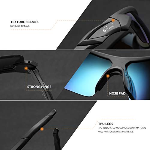 Bevi Polarized Sports Sunglasses TR90 Unbreakable Frame for Men Women Running Cycling Golf Baseball TPH2C2 - Image 5
