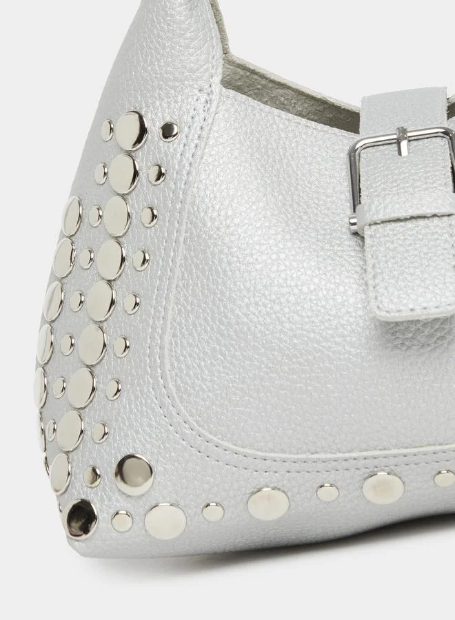 Styli Styli Studded Shoulder Bag with Buckle Detail