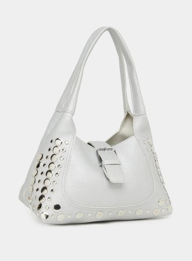 Styli Styli Studded Shoulder Bag with Buckle Detail