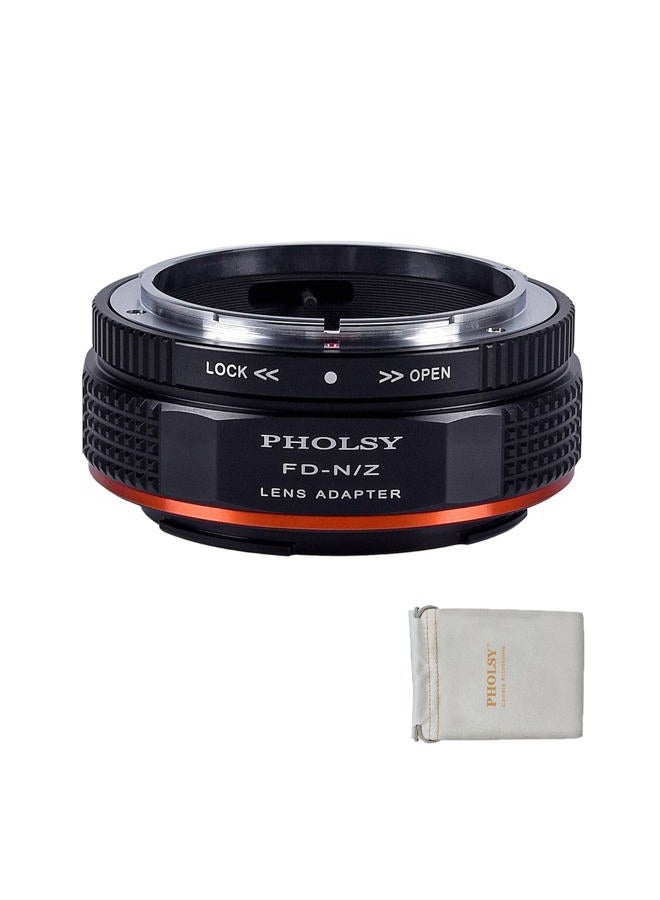PHOLSY Lens Mount Adapter with Aperture Lever Compatible with Canon FD FL Lens to Nikon Z Mount Camera Body Compatible with Nikon Z fc, Z30, Z9, Z8, Z6 II, Z7 II, Z6, Z7, Z5, Z50 - Image 1