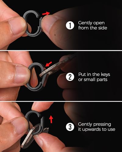 FEGVE Titanium Mini Key Chain Rings with 2 Stainless Steel Spilt Rings for Home Keys Bag Pendant (2, Black) - Image 2