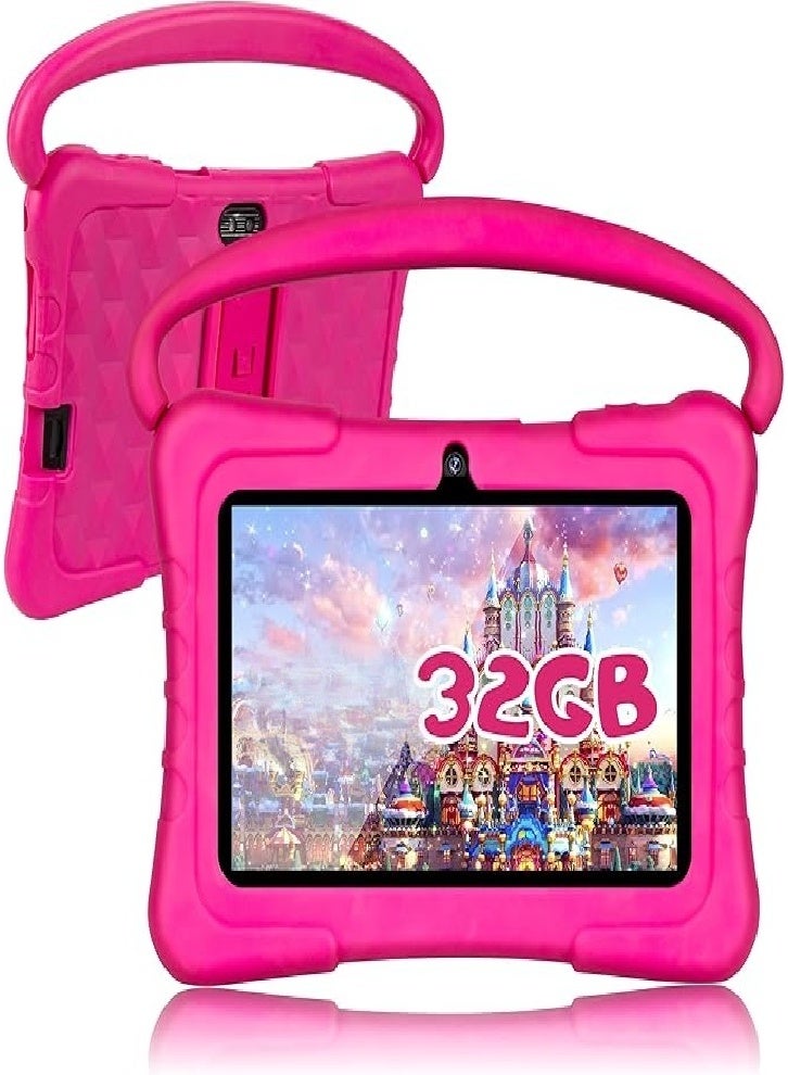 Children's tablet, 7-inch 32GB tablet, suitable for children aged 3-14, with eye protection, education, parental control functions, tablet comes with a pink silicone cover - Image 1