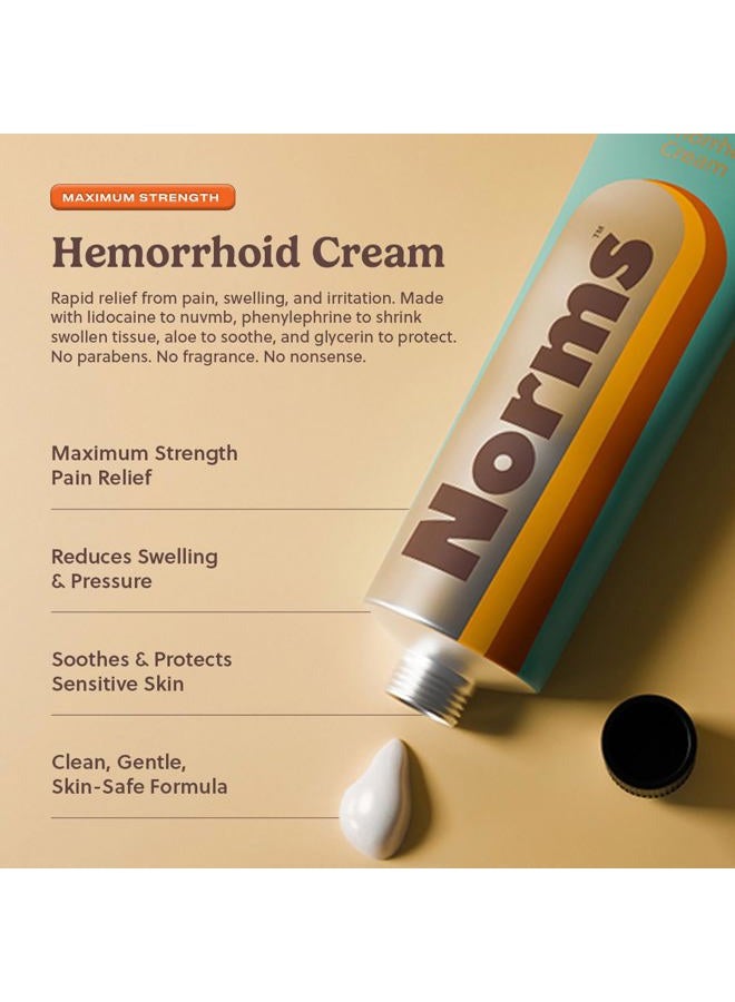 Norms كريم علاج البواسير، أقصى قوة 5% ليدوكائين، تخفيف سريع لألم البواسير، التورم، الحكة، مع فينيل إفرين HCL، الألوة و الجلسرين – أنبوب كبير 2 أونصة - Image 3
