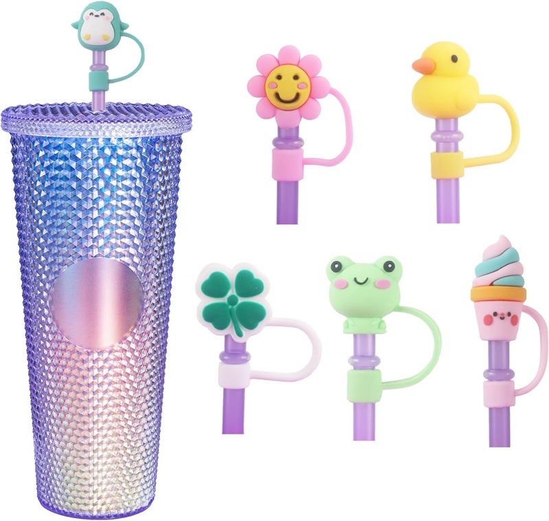 KEUYE Straw Covers & Tips for Starbucks Cups, Reusable Drinking Straw Protectors, Splash Proof Caps, 7-8MM Straw Tips, 6PCS - Image 1