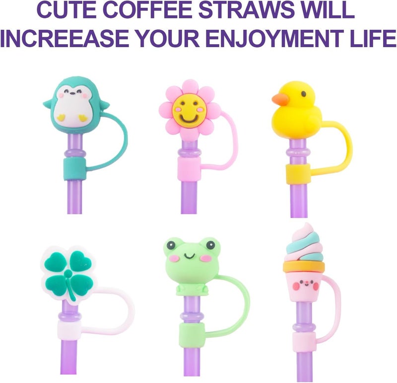 KEUYE Straw Covers & Tips for Starbucks Cups, Reusable Drinking Straw Protectors, Splash Proof Caps, 7-8MM Straw Tips, 6PCS - Image 3