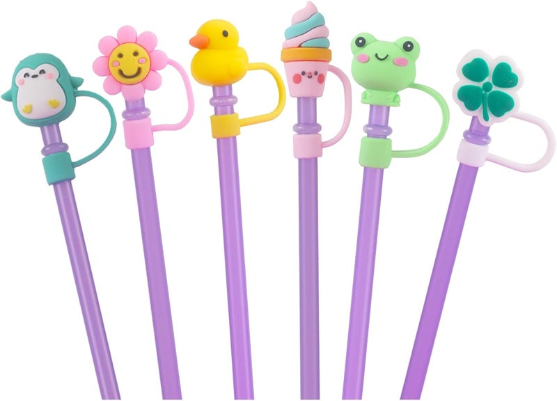 KEUYE Straw Covers & Tips for Starbucks Cups, Reusable Drinking Straw Protectors, Splash Proof Caps, 7-8MM Straw Tips, 6PCS - Image 2