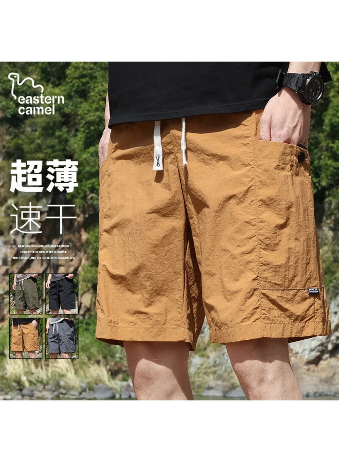 Eastern Camel Men's Summer Thin Breathable Ice-feel Outdoor Sports Quick-drying Beach Shorts Five-point Shorts Khaki L - Image 3