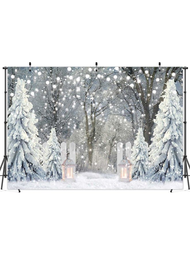 Msocio 7x5ft Polyester Winter Forest Backdrop Christmas Snowy Pine Tree Wonderland Photography Background for Xmas Holiday New Year Party Decorations Banner Portrait Studio Booth Photobooth Props - Image 3