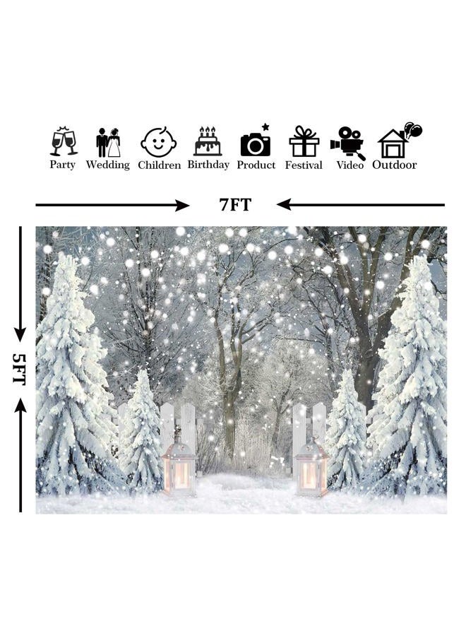 Msocio 7x5ft Polyester Winter Forest Backdrop Christmas Snowy Pine Tree Wonderland Photography Background for Xmas Holiday New Year Party Decorations Banner Portrait Studio Booth Photobooth Props - Image 4