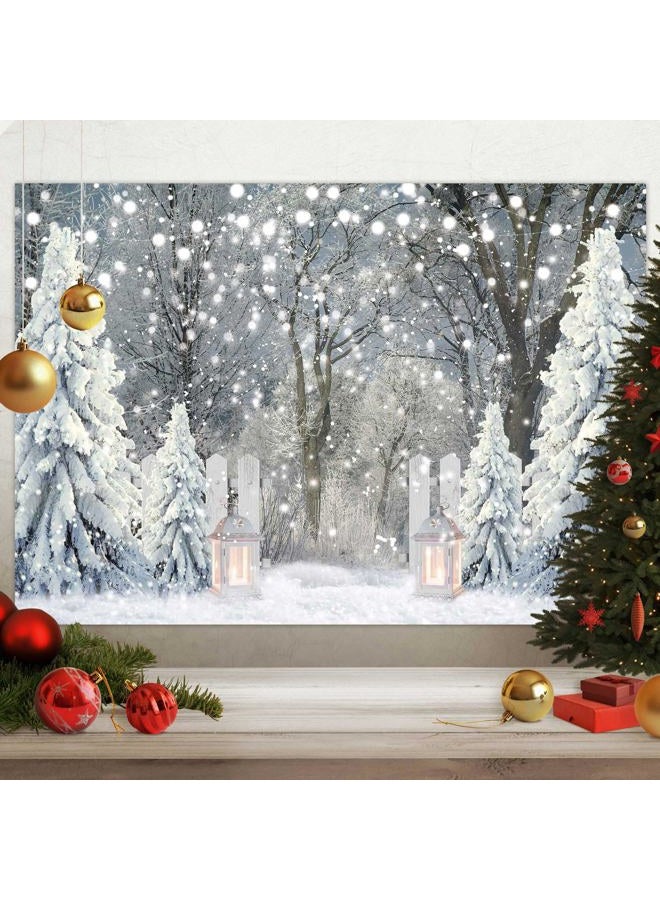 Msocio 7x5ft Polyester Winter Forest Backdrop Christmas Snowy Pine Tree Wonderland Photography Background for Xmas Holiday New Year Party Decorations Banner Portrait Studio Booth Photobooth Props - Image 5