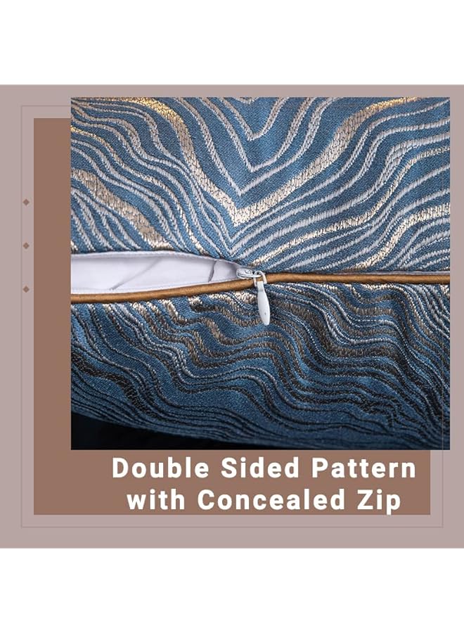 Mistyblue طقم وسائد من قماش مخمل ذو كثافة عالية مزخرف بتصميم جاكار مكون من 2 قطعة مقاس 18X18 بوصة بتصميم مزدوج الجانب لأغطية الوسائد الزخرفية المنزلية مجموعة من 2 غطاء وسادة مقاس 45X45 سم لوسادة مربعة للأريكة - Image 4