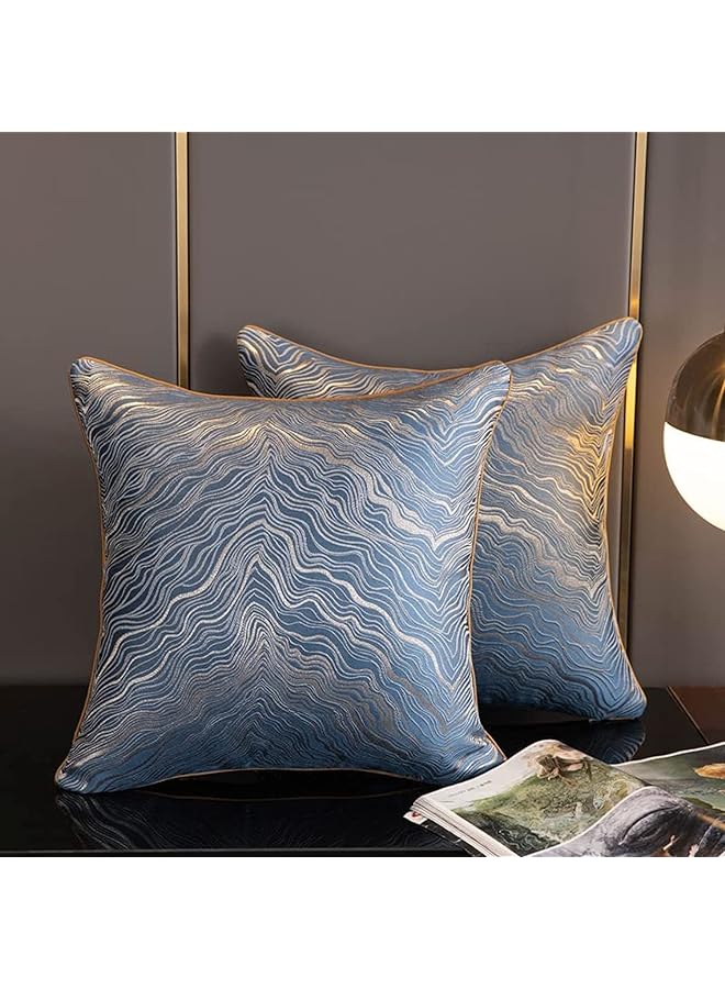 Mistyblue طقم وسائد من قماش مخمل ذو كثافة عالية مزخرف بتصميم جاكار مكون من 2 قطعة مقاس 18X18 بوصة بتصميم مزدوج الجانب لأغطية الوسائد الزخرفية المنزلية مجموعة من 2 غطاء وسادة مقاس 45X45 سم لوسادة مربعة للأريكة - Image 1