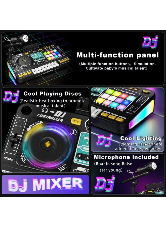 RedCrab Kids DJ Mixer Table with Microphone,Bluetooth,8 Piano Keys, LED Lights, Interactive Music Toy for Children, Musical DJ Set for Kids 3 4 5 6 7 8+ Birthday Gift(Black) - Image 4