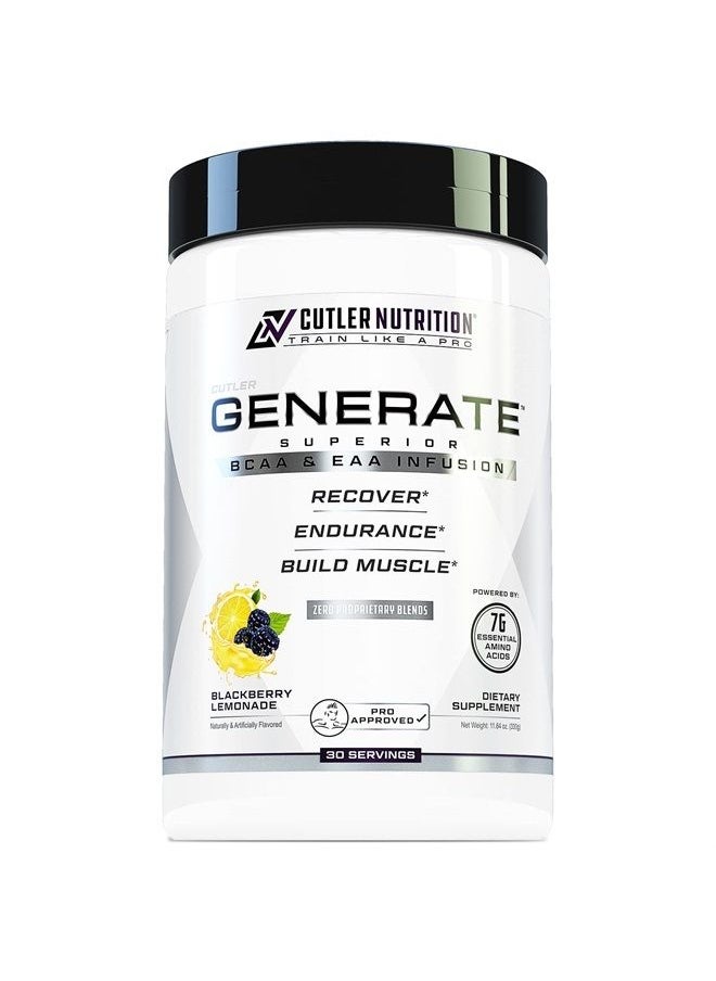 Cutler Nutrition - Ultimate BCAA EAAs Amino Acids Powder Generate Post Workout Recovery Drink Mix with 5g BCAA Powder and 2g Essential Amino Acids for Muscle Recovery | BlackBerry Lemonade (30 SVG) - Image 1