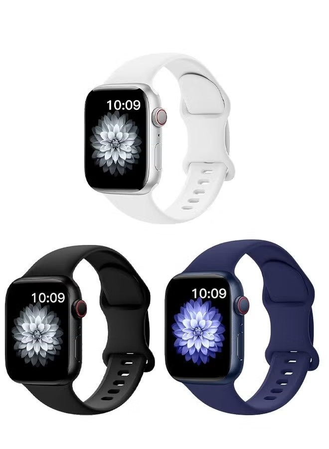3 Pcs Sport Silicone Band Compatible with Apple Watch 38mm/40mm/41mm/42mm Classic Soft Replacement Strap Applicable to iWatch Series 11/10/9/8/7/6/5/4/SE/SE2/SE3 - Image 1