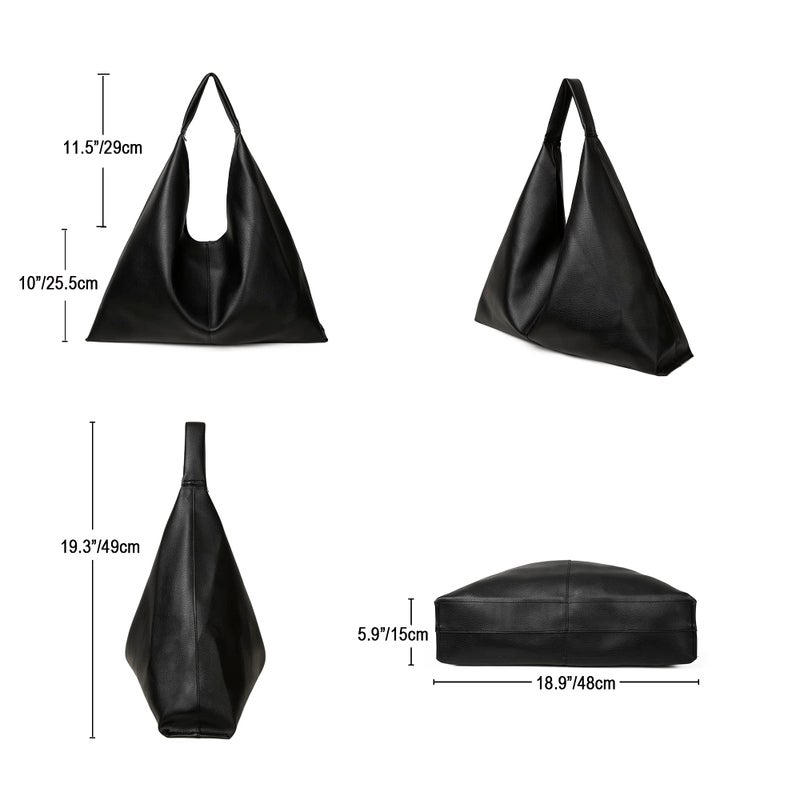 YLYYHH Leather Tote Bag, Oversized Hobo Bags, Large Tote Bag for Women Work, Vegan Leather Handbags Travel, Oversized Tote Handbag, Black - Image 4