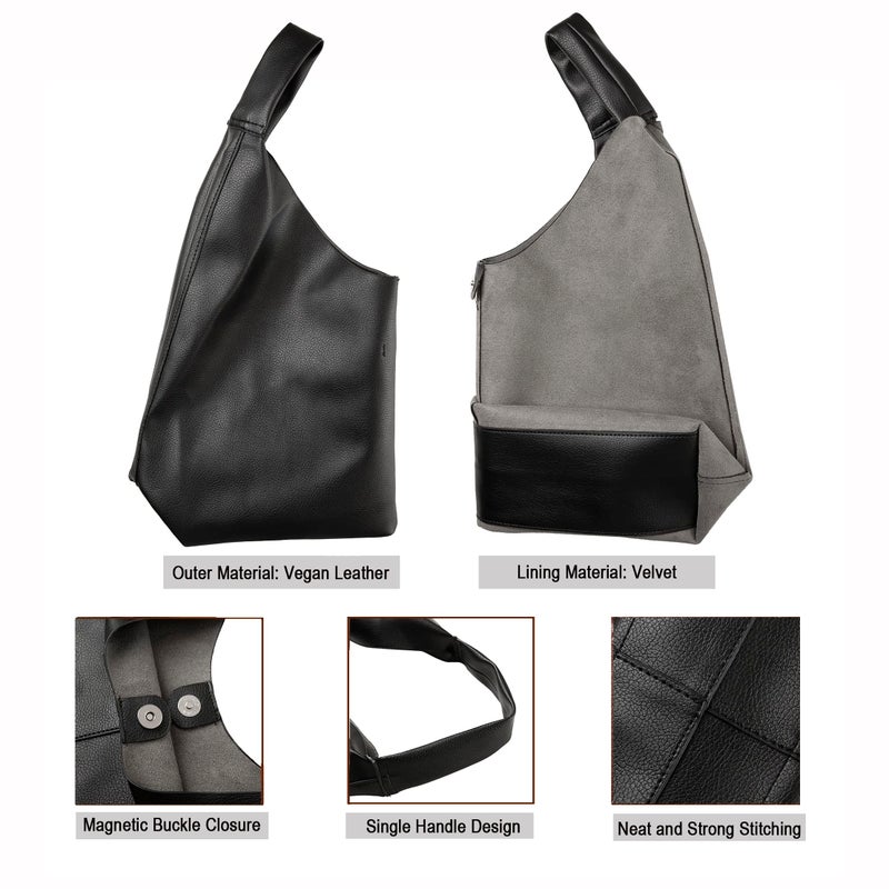 YLYYHH Leather Tote Bag, Oversized Hobo Bags, Large Tote Bag for Women Work, Vegan Leather Handbags Travel, Oversized Tote Handbag, Black - Image 5