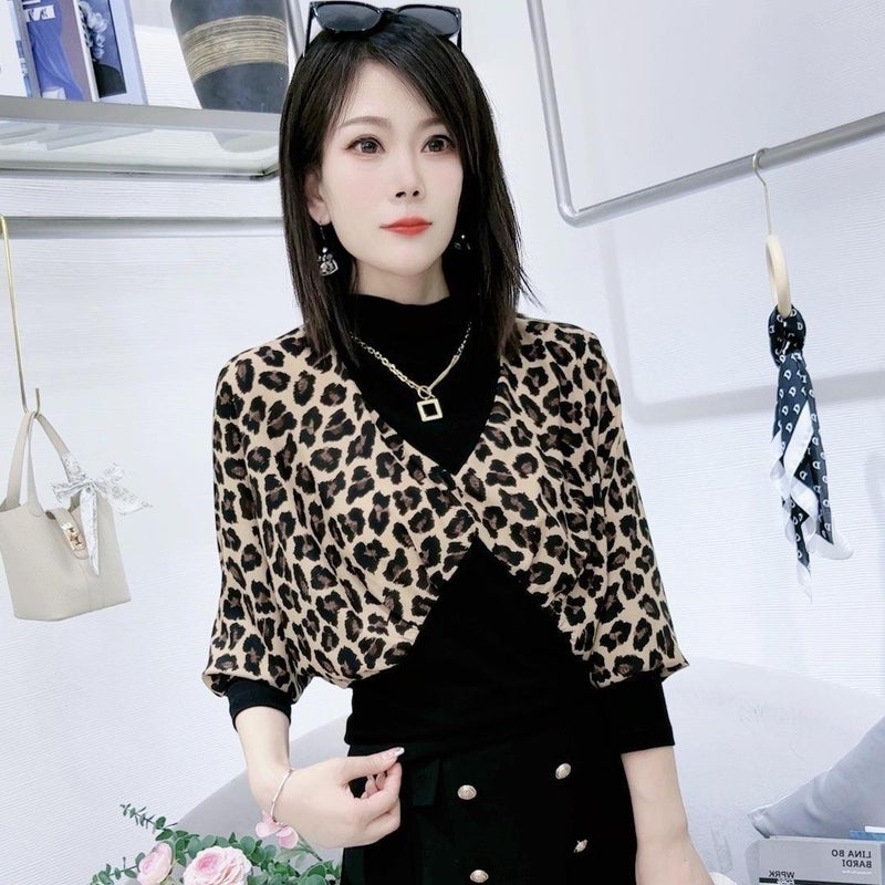 Fashion Design Retro Elegant All-Match Korean-Style Long-Sleeved Stitching Loose Meat Covering New Internet Celebrity T-Shirt For Women - Image 4