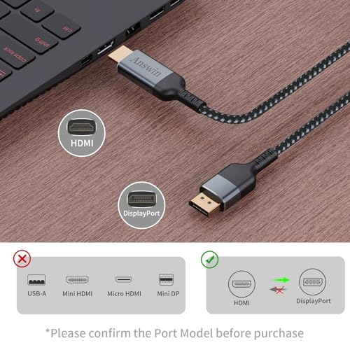 Answin HDMI to Displayport Uni-Directional 4K Active HDMI to Displayport Cable Compatible for Xbox One/360/NS/PS4/PS5/Mac Mini, PC to DP Monitor upporting 2K@120Hz 1080P@144Hz-6ft - Image 5