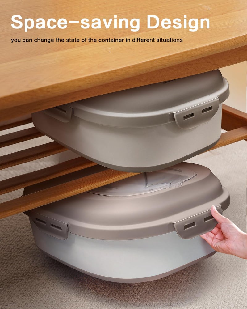 ANVS Dog Food Storage Container - Collapsible Dog Food Container with Airtight Lids, Scoop and 2.5L Small Pet Food Storage Container Dry Food For Dog, Cat and Other Pet Food (Khaki, 30 lbs) - Image 4