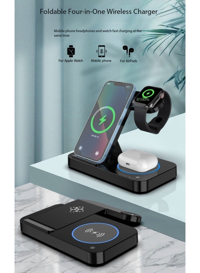 Wireless Charging Station 15W Fast Charging Station Fold 4 In 1 Fast Wireless Charging Dockfor iPhone 15/14/13/12/Pro Max/XS/XR/X IWatch 7/6/5/4/3/2/XS, AirPods Pro/3/2 - Image 5