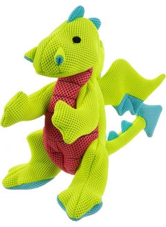 goDog Mesh Dragons Squeaky Plush Dog Toy, Double Chew Guard Technology  Green, Large  - Image 1