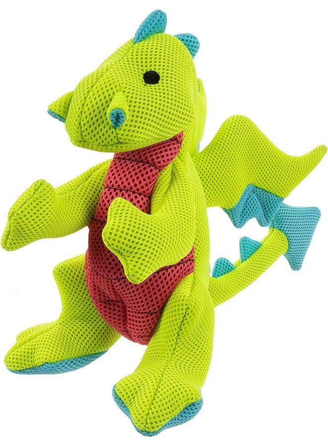 جو دوج لعبة الكلاب المحشوة ذات الصوت الصارخ من Mesh Dragons، بتقنية الحماية المزدوجة للمضغ - خضراء، كبيرة - Image 1