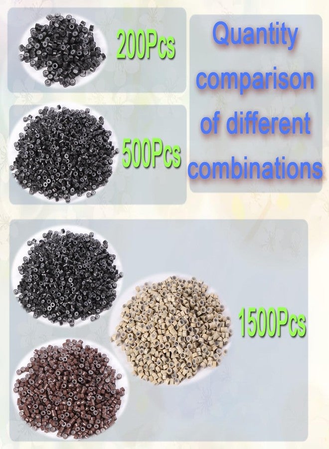 HandWig 200 PCs 5mm Micro Beads for Hair Extensions - Brown Invisible Links, Professional Micro Rings for Thin/Medium Hair - Image 2