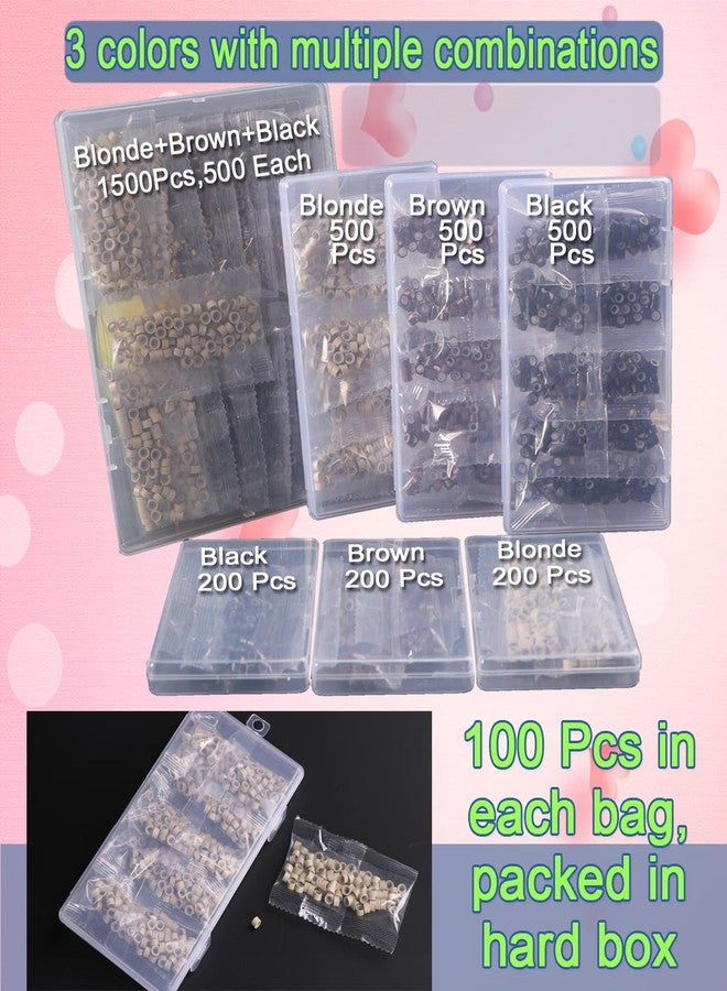 HandWig 200 PCs 5mm Micro Beads for Hair Extensions - Brown Invisible Links, Professional Micro Rings for Thin/Medium Hair - Image 3