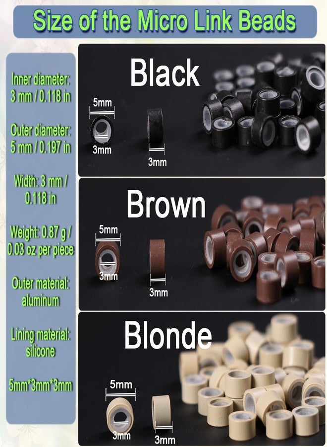 HandWig 200 PCs 5mm Micro Beads for Hair Extensions - Brown Invisible Links, Professional Micro Rings for Thin/Medium Hair - Image 4