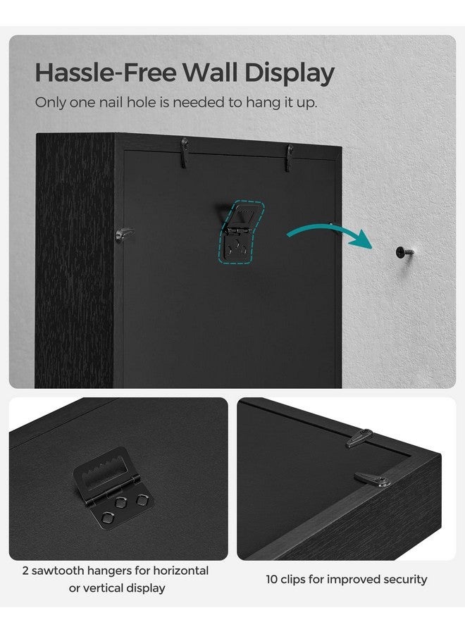 SONGMICS 11x14 Shadow Box Frame, Deep Box Frame with Top Slot and Push Pins, Picture Frame Display Case for Savings, Linen Fabric Backing for DIY Craft, Glass Front, Black, Gift - Image 1