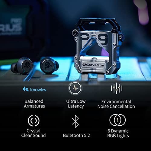 GravaStar Sirius Pro True Wireless Earbuds Bluetooth 5.2 Headphones TWS RGB Earphones, Bluetooth Earbuds in Ear Noise Cancelling for iPhone Android, IPX5 Waterproof Earphones War Damaged Gray - Image 2