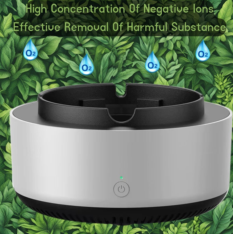 Shake Square Self Extinguishing Ashtray For Indoors, Multifunctional Air Purifier Ashtray Smart Function, Eco Friendly with Filter Best for Family car office White | Gray (Gray) - Image 4