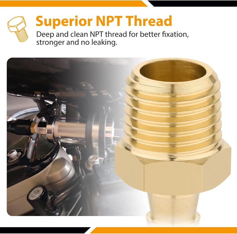KOOTANS 4pcs Brass Hose Barb Fittings 3/16" Hose Barb to 1/4 NPT Male Thread Air Hose Fittings Brass Quick Coupler Air M Type Adapter Connector Fitting - Image 4
