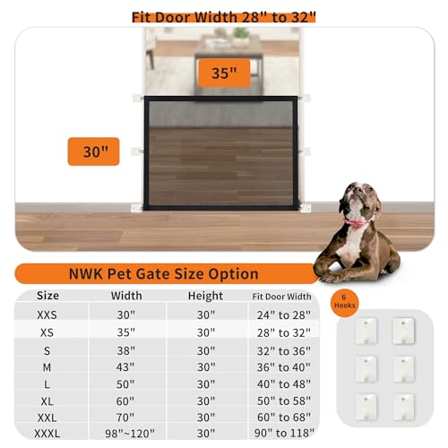 NWK Magic Dog Gate for Stairs Pet Gate for The House Providing a Safe Enclosure for Pets to Play and Rest, 6 Hooks Design (30'' X 35'') - Image 2