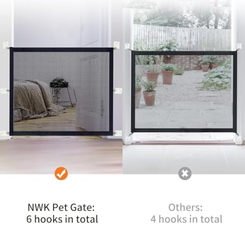 NWK Magic Dog Gate for Stairs Pet Gate for The House Providing a Safe Enclosure for Pets to Play and Rest, 6 Hooks Design (30'' X 35'') - Image 3