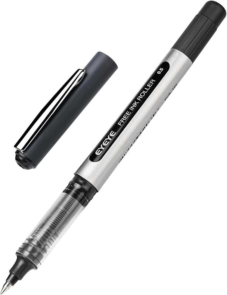 EYEYE 0.5mm Black Rollerball Pens 25 Pack, Extra Fine Point Roller Ball Pen Quick Dry, Liquid Ink Pens Fine Point Smooth Writing Pen for Journaling, Note Taking, Office, School Supplies - Image 3