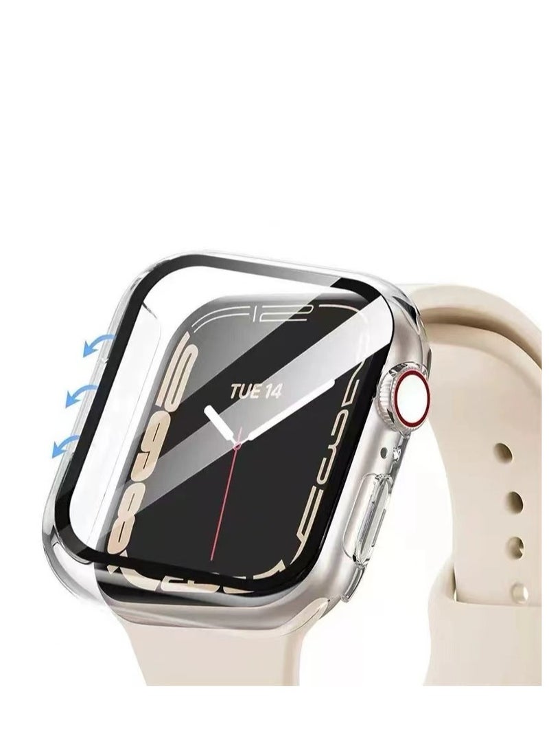 Generic - Apple Watch Series 7/8/9 45mm Case with 9H Tempered Glass Screen Protector, Unique Design Hard PC Waterproof Cover, Touch Sensitive Full Coverage Accessories for iWatch 7/8/9 45mm（Clear) - Image 1