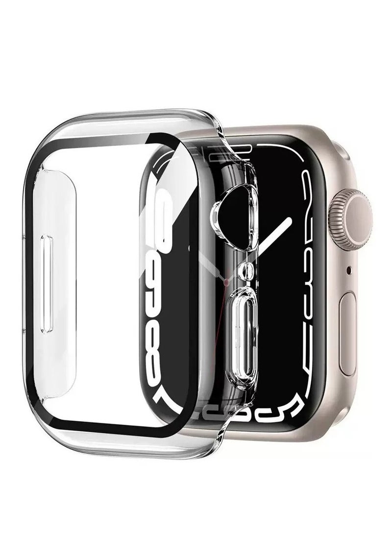 Generic - Apple Watch Series 7/8/9 45mm Case with 9H Tempered Glass Screen Protector, Unique Design Hard PC Waterproof Cover, Touch Sensitive Full Coverage Accessories for iWatch 7/8/9 45mm（Clear) - Image 1
