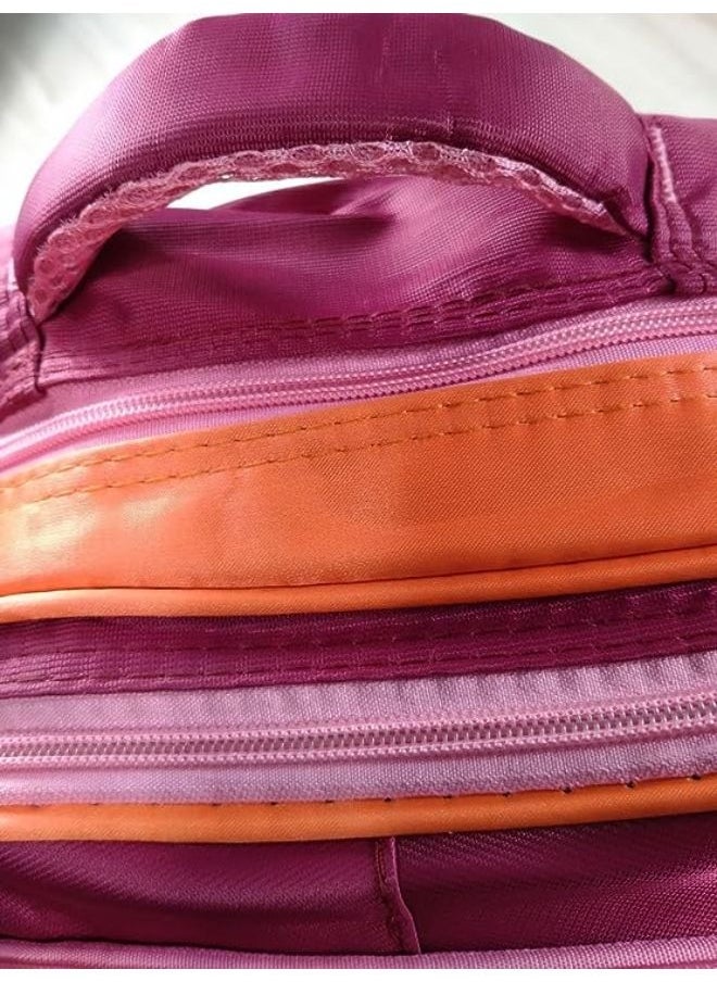Generic School backpack, 3 pieces for girls and boys, 18 inches, bride (burgundy + pink + orange)  - Image 5
