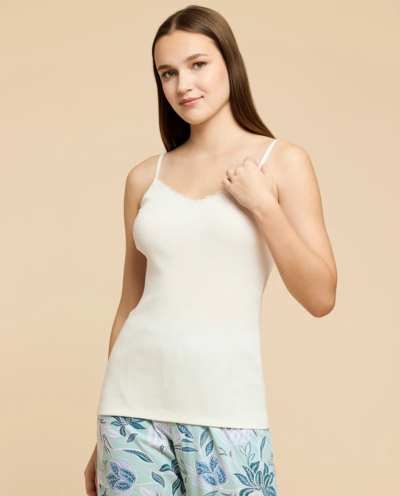 R&b Ribbed Lace Trim Camisole