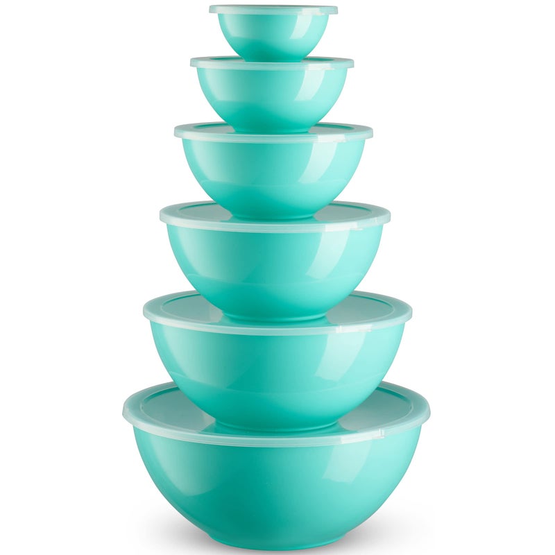 Table Concept Mixing Bowls with Lids Set, Plastic Mixing Bowls with Airtight Lids, Nesting Mixing Bowl Set for Space Saving Storage, Ideal for Cooking, Baking, Food Prep & Food Storage, 12 Piece Set - Image 1