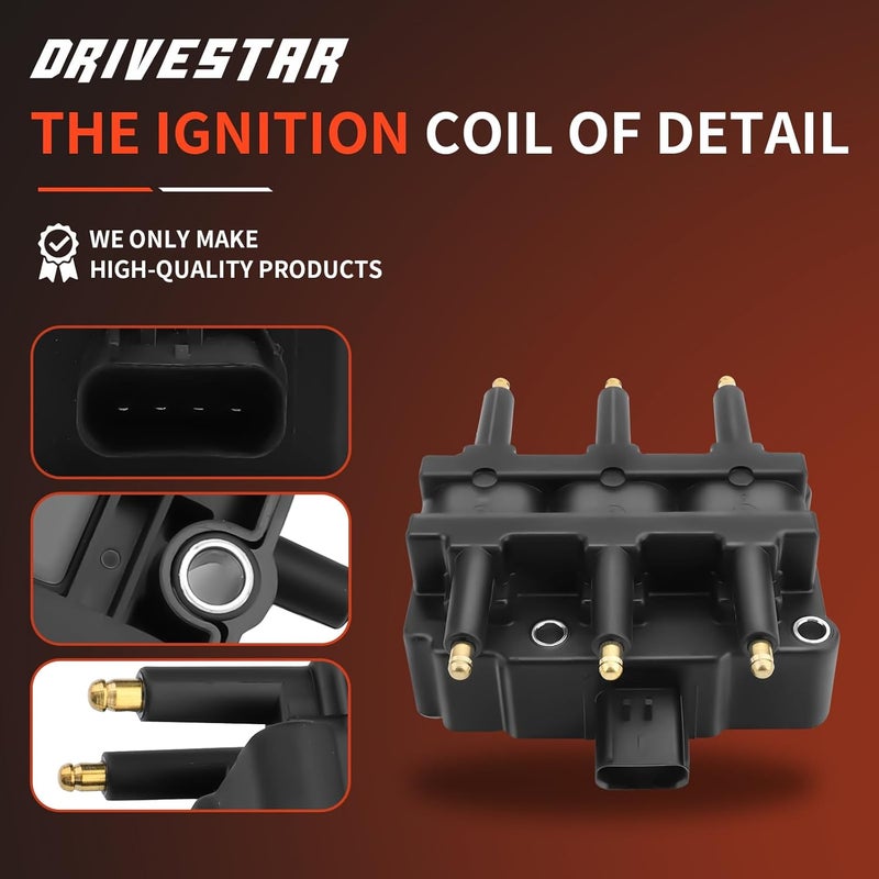 DRIVESTAR Ignition Coil Pack for Dodge Grand Caravan, Jeep Wrangler, Chrysler Town & Country, Pacifica, Voyager - V6 3.8L 3.3L - UF305 C1442 - Image 3
