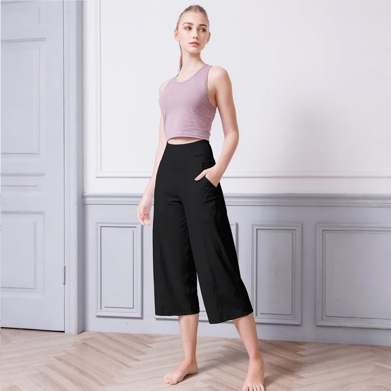 NEW YOUNG 3 Pack Women's Wide Leg Capri Pants with Pockets High Waist Loose Sweatpants Casual Lounge Yoga Workout Palazzo - Image 5